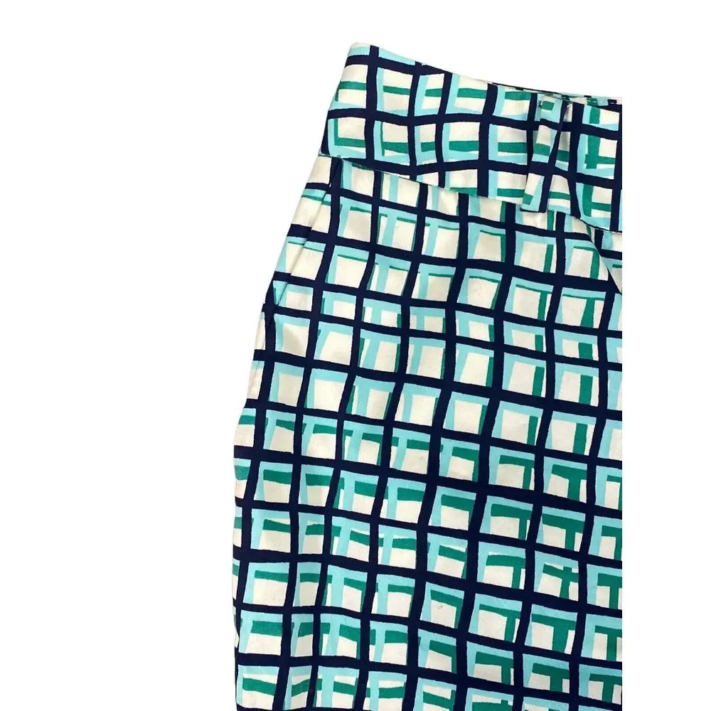 Kate Spade Womens Green Breezeblock Plaid Mindy Cropped Ankle Pants Size‎ 0
